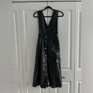 Zara Black Leather Midi Dress